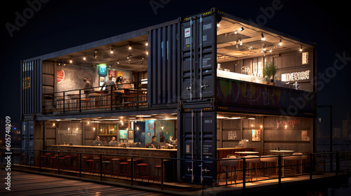 Bar made with shipping container. Creative design