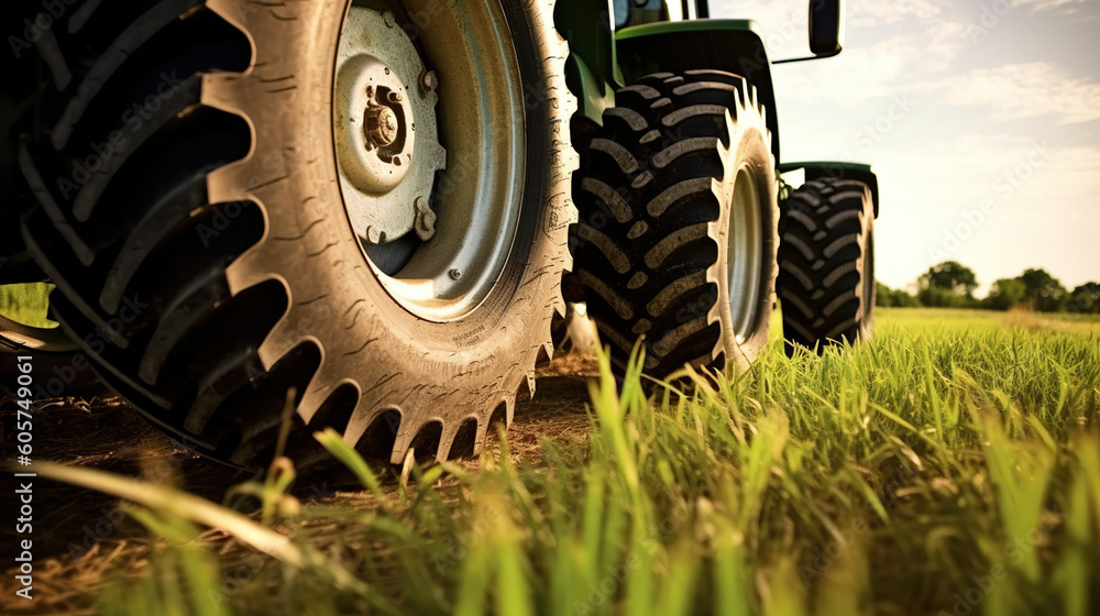 Incredible tractor wheels on the field. Incredible tractor wheels on the field.