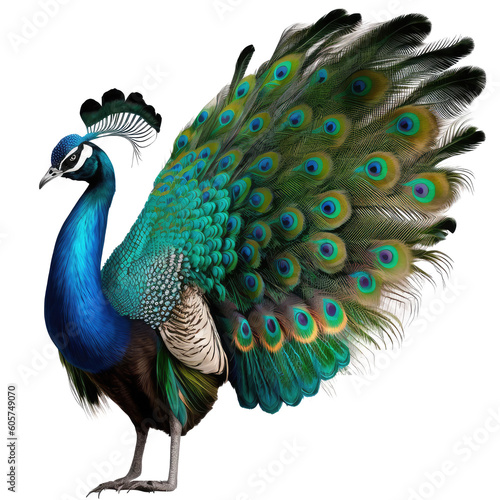 peafowl colorful isolated on white