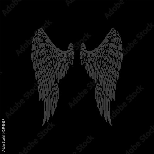 large angel wings, rhinestone appliqu with a diameter of 1 mm