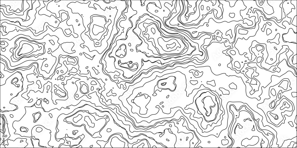 Fototapeta premium Topographic Map in Contour Line Light topographic topo contour map and Ocean topographic line map with curvy wave isolines vector