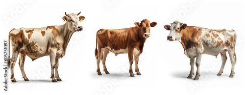 Group of cow isolated on white background  Generative AI