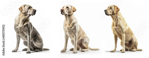 Group of Labrador Retriever dog isolated on white background  Generative AI