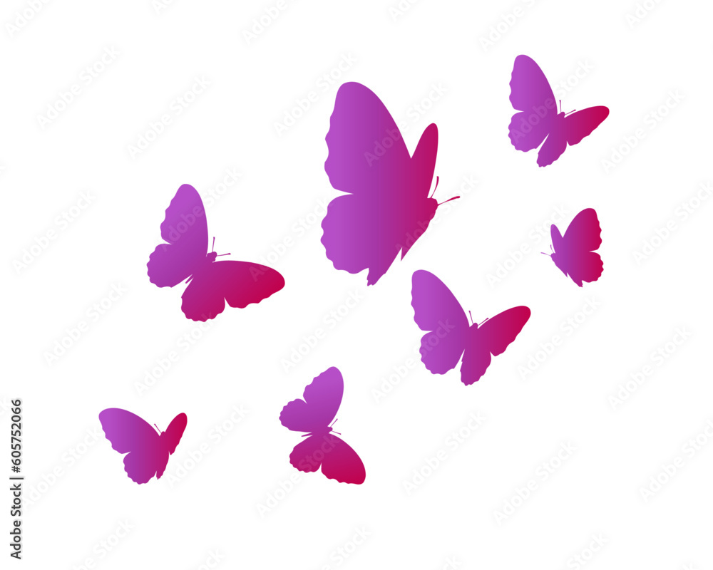 set of butterflies isolated set of butterflies isolated