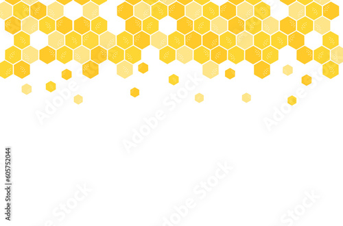 Beehive honey sign with hexagon grid cells on white background vector illustration.