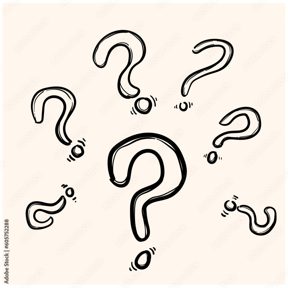 Set of hand drawn question marks. doodle questions marks. vector illustration. Set of hand drawn question marks. doodle questions marks. vector illustration.