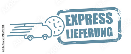 Stempel Express Lieferung Vektor Illustration deutscher Text mit Symbol