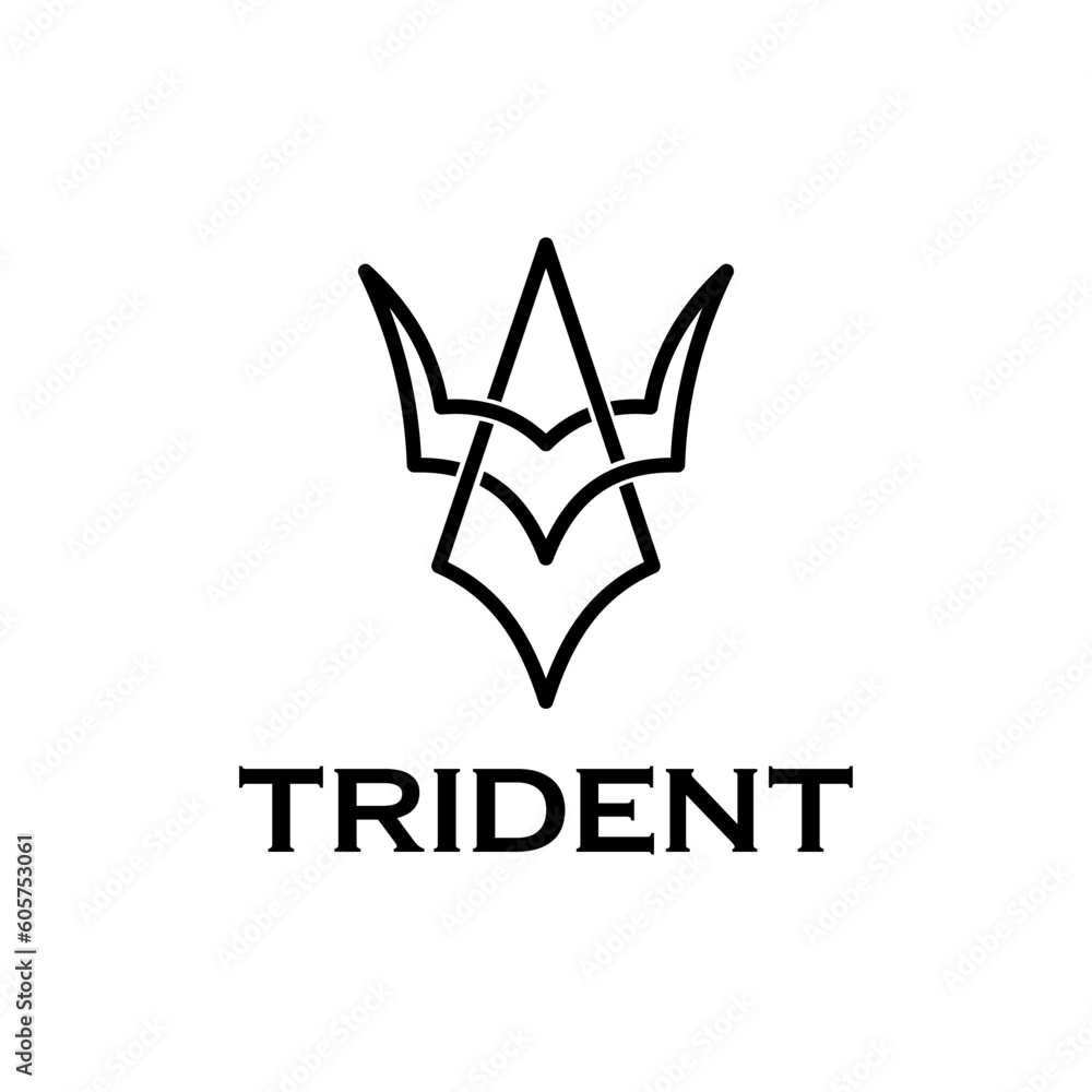 Trident spear neptune logo design