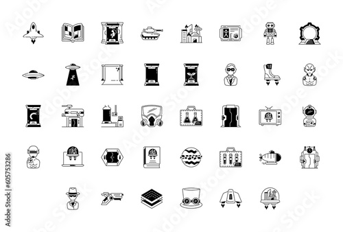 Set of thin science fiction Icons. Vector icon illustration
