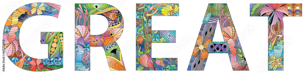 GREAT hand drawn modern design vector illustration. GREAT hand drawn modern design vector illustration.