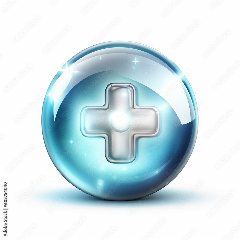 Bubble icon with a cross on it. Generative AI image Bubble icon with a cross on it. Generative AI image