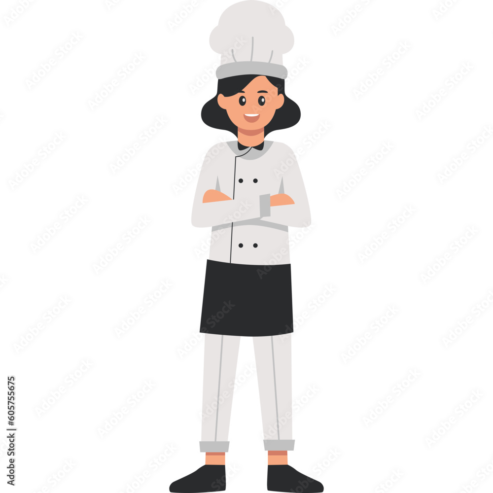 Folding Arm Female Chef Illustration Folding Arm Female Chef Illustration