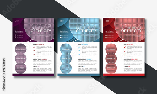 real state flyer | home flyer vector templet in a4 size with 3 color