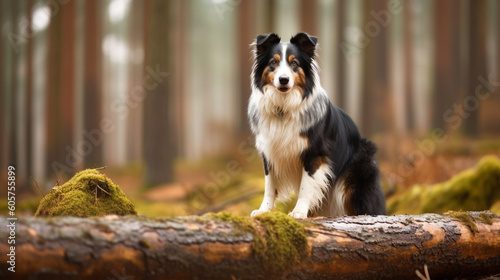 border collie dog spring portrait in green fields