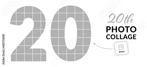 20 photo collage. 20th birthday or 20th anniversary picture collage concept. Vector 