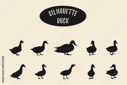 Duck silhouettes, Duck black silhouette, Duck sign
