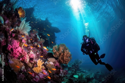 Underwater Adventure: Scuba Diver Explores the Depths