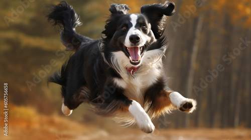 border collie dog spring portrait in green fields