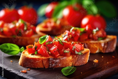 Flavorful Appetizer: Tempting Picture of Delicious Bruschetta with a Burst of Flavors