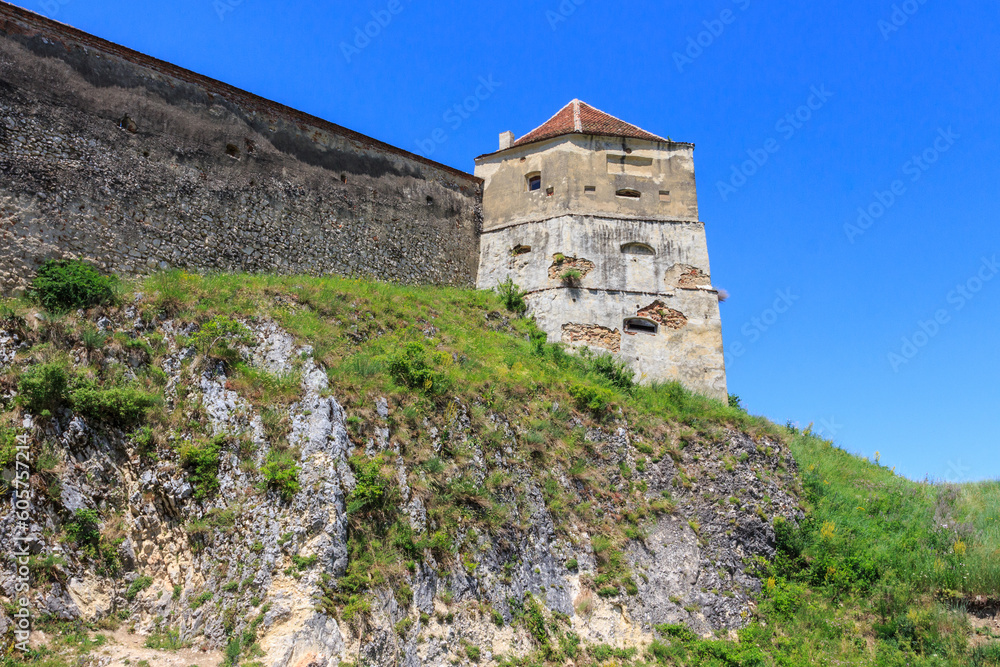 View of Rasnov Citadel - a medieval fortress in the mountains of Transylvania. Romania