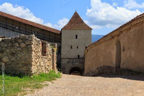 Fototapeta Naklejka Na Ścianę i Meble -  A view of the defensive towers around  of the Rasnov Citadel. Transylvania. Romania