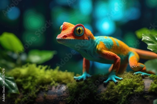 Vibrant Gecko in the Jungle: Exploring Complementary Colors