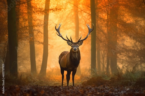 Graceful Stag Amidst the Serene Beauty of the Forest