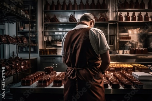 Art of Chocolate: Backview of a Chocolatier Crafting Delicious Treats photo