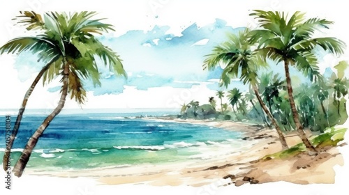 beach with palm trees © faiz