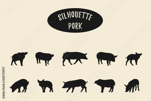 Pig Silhouette  Pig animal silhouettes  Pig black silhouette isolated on white background