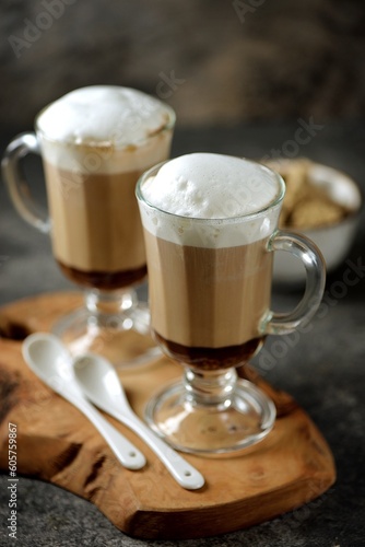 Delicious homemade latte drink with halva.