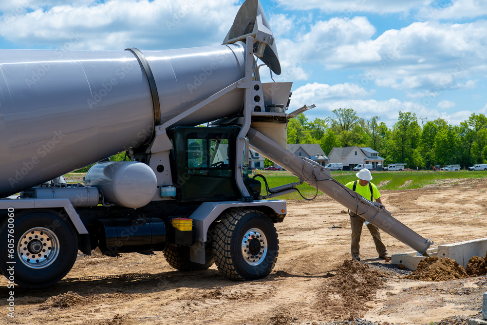 automobile concrete mixer at the construction site automobile concrete mixer at the construction site
