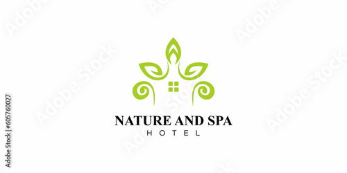 Nature Spa Hotel Vila Home Logo Design Template. Icon Symbol Vector EPS 10