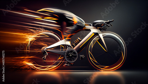 Super fast Moto bike automobile concept design with fire. Luxury speed race Moto Bike automotive concept with flames. High speed modern Moto bike with motion blur background Ai generated image