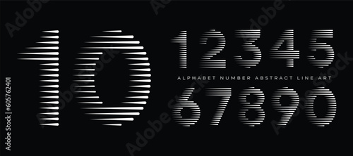Number Font with Abstract Line Pattern