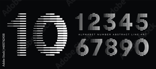 Number Font with Abstract Line Pattern
