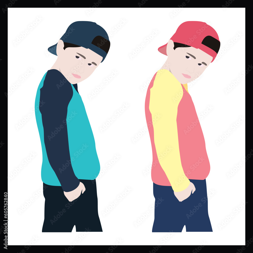 Obraz premium Free vector Slylish Boy Character design.