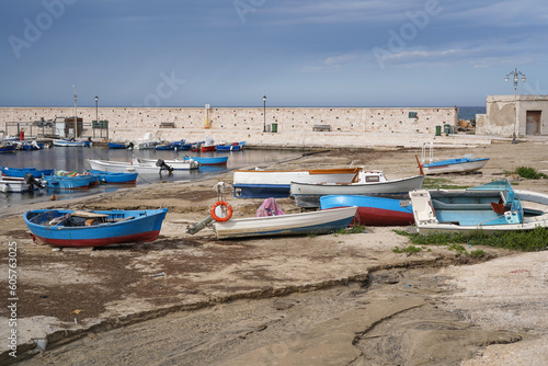 fishing boats at the port in Torre a Mare, Apulia, Italy