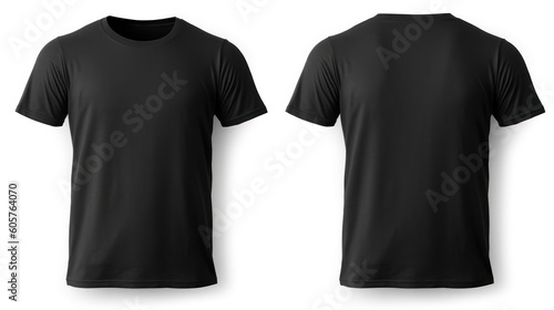 Black t shirt front and back view. Generative ai