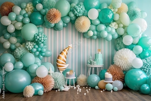 ballon decoration wall party kids in the home ocean theme Photography