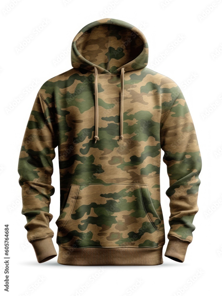 Blank camouflage male hoodie sweatshirt long sleeve. Generative ai Blank camouflage male hoodie sweatshirt long sleeve. Generative ai