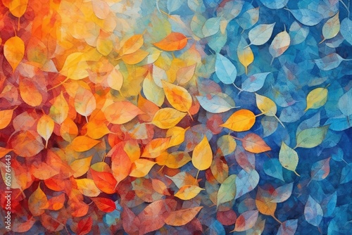 Fototapeta autumn leaves background - created with generative ai