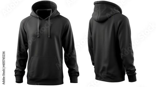 Blank black male hoodie sweatshirt long sleeve. Generative ai