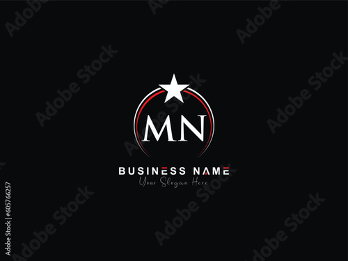 Simple MN Circle Logo, Lettering Mn nm Logo Letter and Star Design