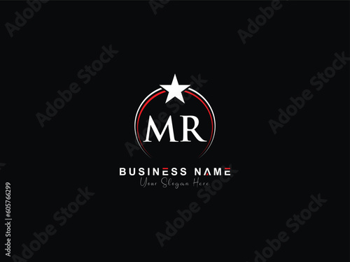 Simple MR Circle Logo, Lettering Mr rm Logo Letter and Star Design