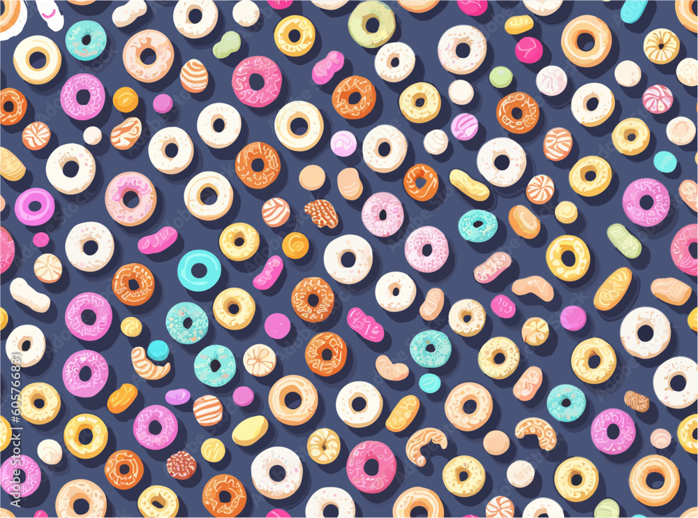 pattern of different donuts of different shapes pattern of different donuts of different shapes