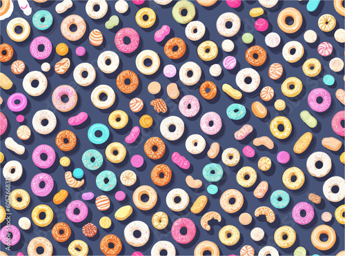 pattern of different donuts of different shapes