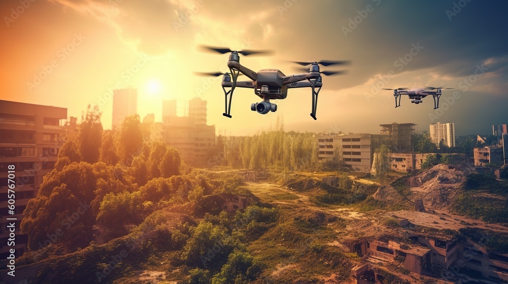 Use of drones for different purposes. Drones help people in different spheres of life. Use of drones for different purposes. Drones help people in different spheres of life.