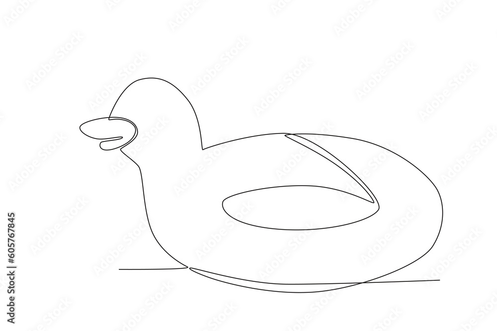 Duck float for swimming. Summer one-line drawing Duck float for swimming. Summer one-line drawing