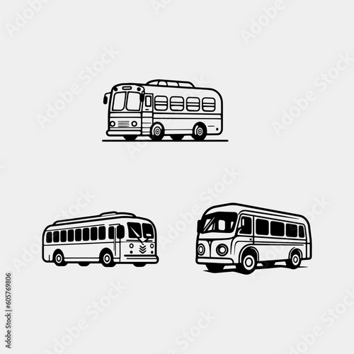 set of School bus vector. isolated on white